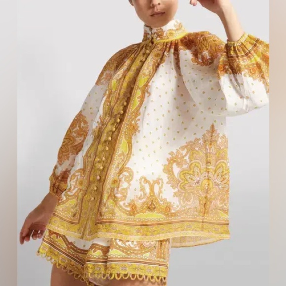 NWT Zimmermann Bells Paisley Blouse in Yellow Paisley - Picture 2 of 5